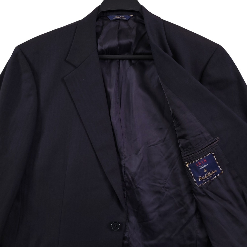 Brooks Brothers Blazer 42R Madison Charcoal Herringbone Saxxon Wool USA in Made